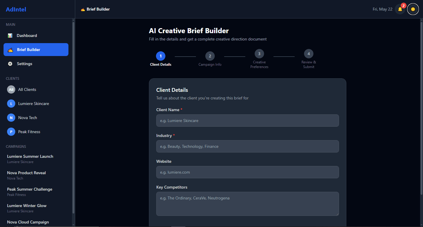 CampaignIQ AI — screen 1