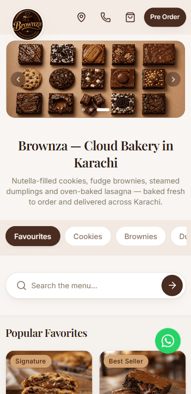 Brownza — mobile view