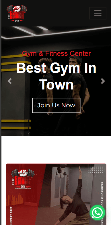 Pure Fitness — mobile view